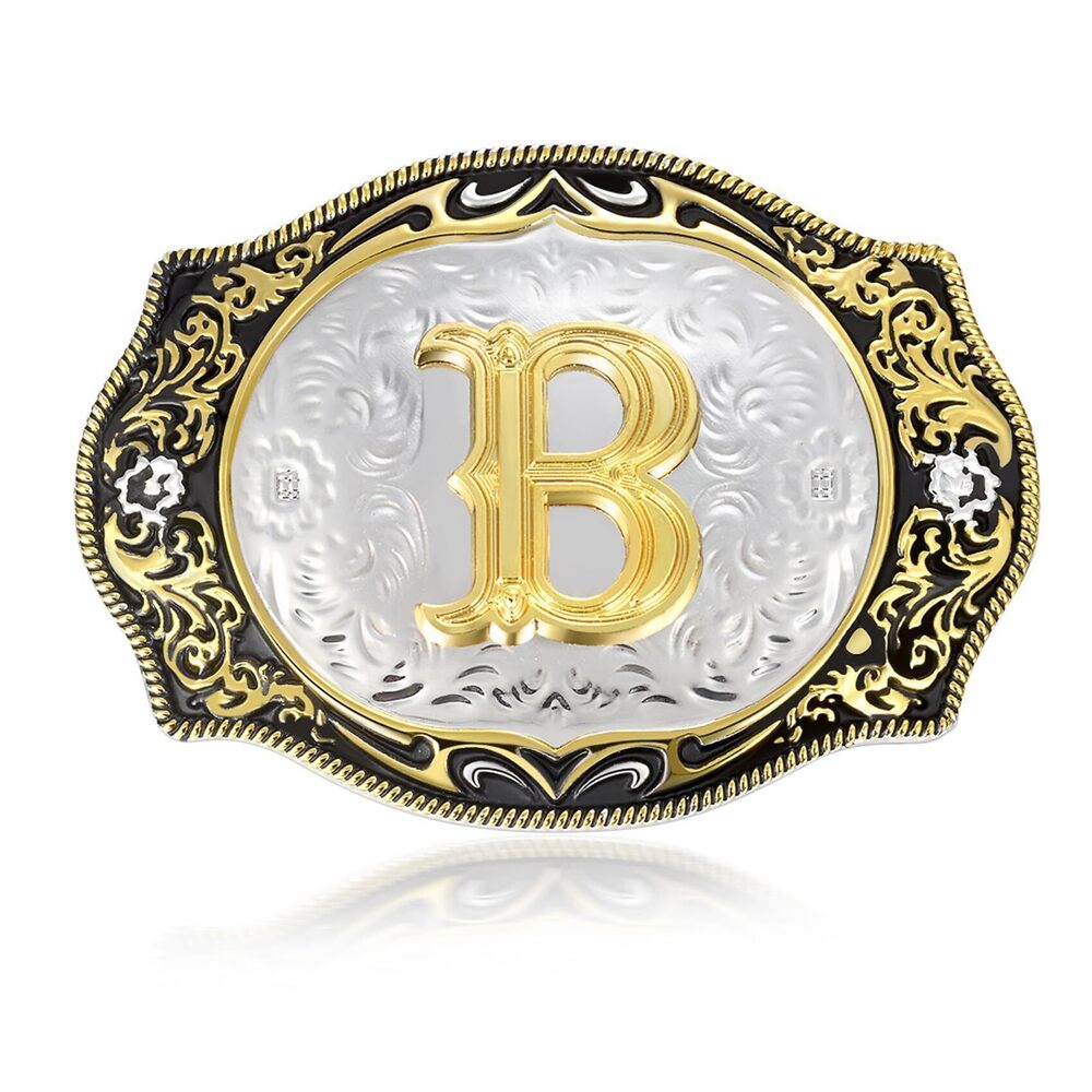 6680 Western Initial Letters Belt Buckle ABCDEFG to XYZ Golden Alphabet
